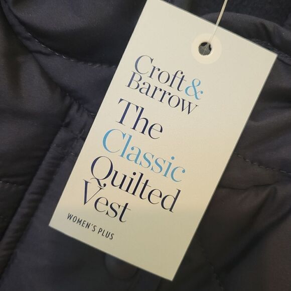 NEW 4X NAVY BLUE QUILTED SNAP VEST W/ POCKETS WOMEN'S CROFT BARROW NWT - Picture 8 of 8